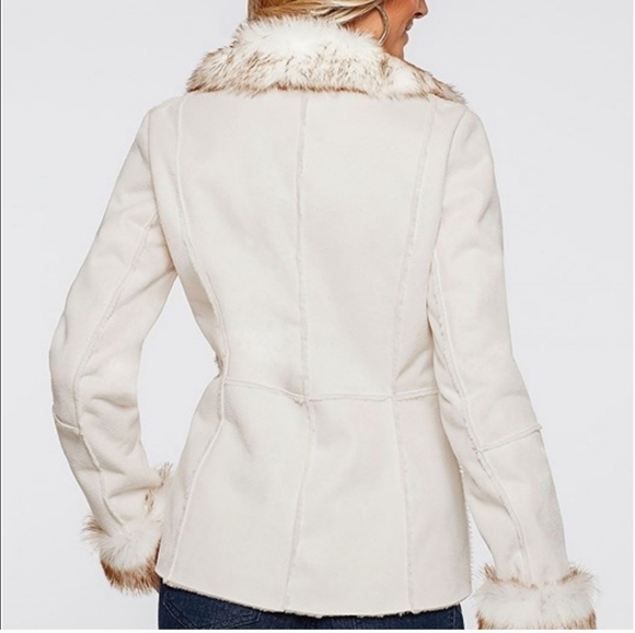 Venus Y2K Penny Lane Faux Suede & Fur Toggle Shearling Winter Coat Cream XS 0-2 - Picture 5 of 15